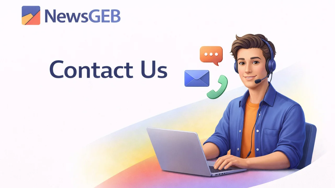 NewsGEB Contact Us page showing customer support representative helping users with queries in the USA